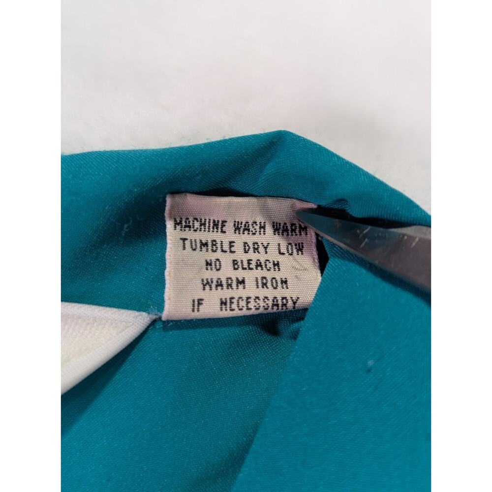 Dianne Von Furstenberg Size 12 Teal Green Safari Style Button Up Blouse VTG 80's - Picture 4 of 16